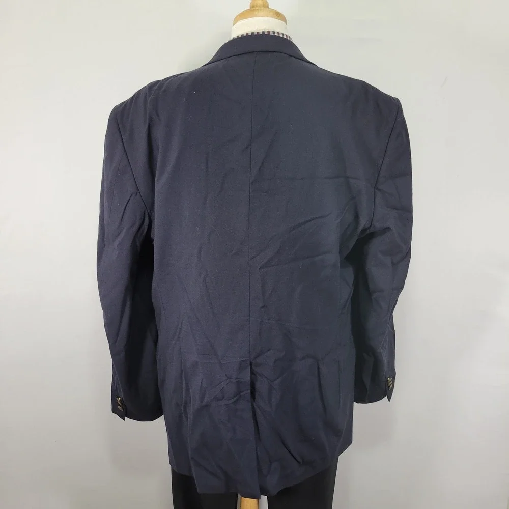 Stafford‎ Traveler Plus Men's Sport Coat Blazer Two Button Navy Wool Blend 48L